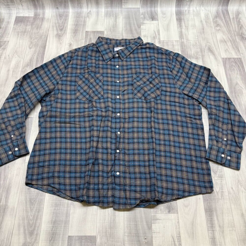 ✅ Mens 3X VTG Haband Casual Joe Blue Plaid Button Up Shirt Style 14D Long Sleeve - Picture 1 of 8